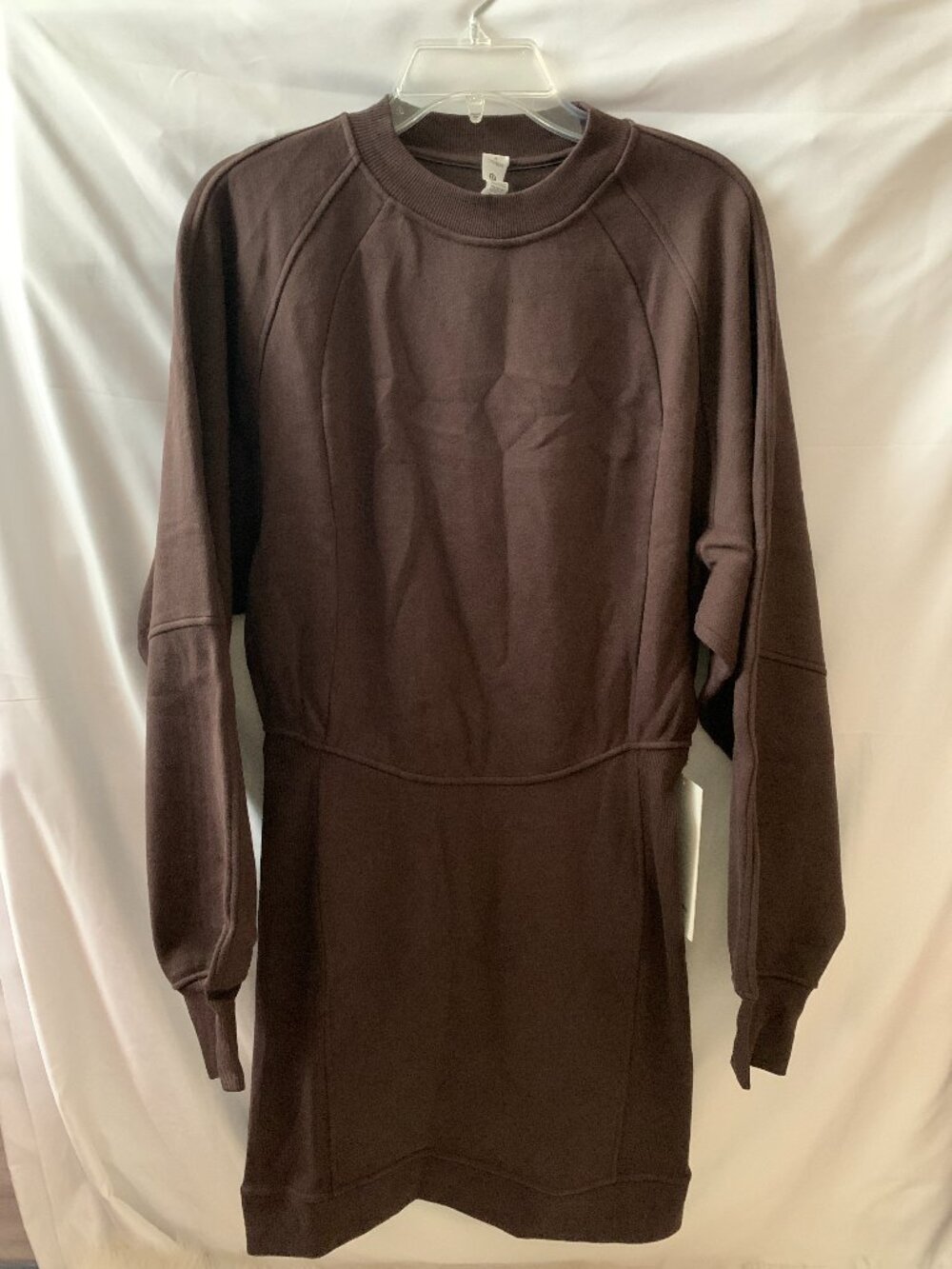 LULULEMON Scuba Long-Sleeve Mini Sweat Dress in Espresso Sz 6